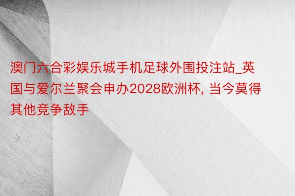 澳门六合彩娱乐城手机足球外围投注站_英国与爱尔兰聚会申办2028欧洲杯, 当今莫得其他竞争敌手