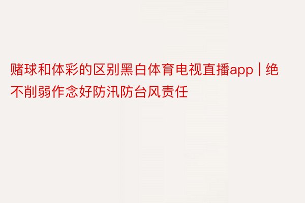 赌球和体彩的区别黑白体育电视直播app | 绝不削弱作念好防汛防台风责任