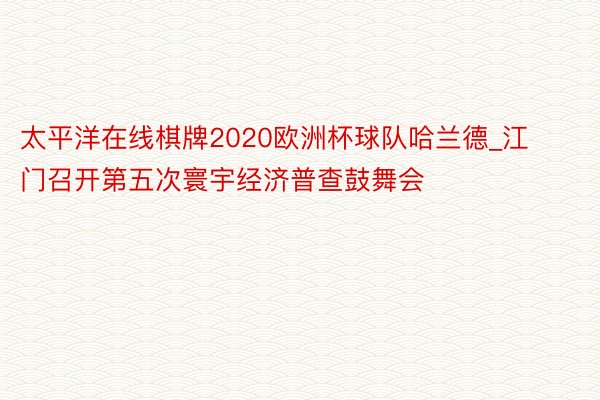 太平洋在线棋牌2020欧洲杯球队哈兰德_江门召开第五次寰宇经济普查鼓舞会