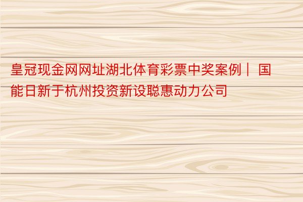 皇冠现金网网址湖北体育彩票中奖案例 |  国能日新于杭州投资新设聪惠动力公司