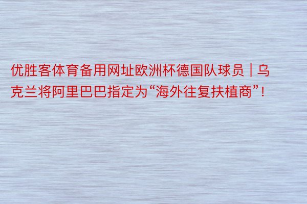优胜客体育备用网址欧洲杯德国队球员 | 乌克兰将阿里巴巴指定为“海外往复扶植商”！