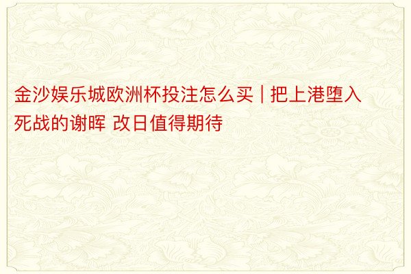 金沙娱乐城欧洲杯投注怎么买 | 把上港堕入死战的谢晖 改日值得期待