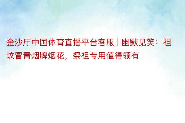 金沙厅中国体育直播平台客服 | 幽默见笑：祖坟冒青烟牌烟花，祭祖专用值得领有