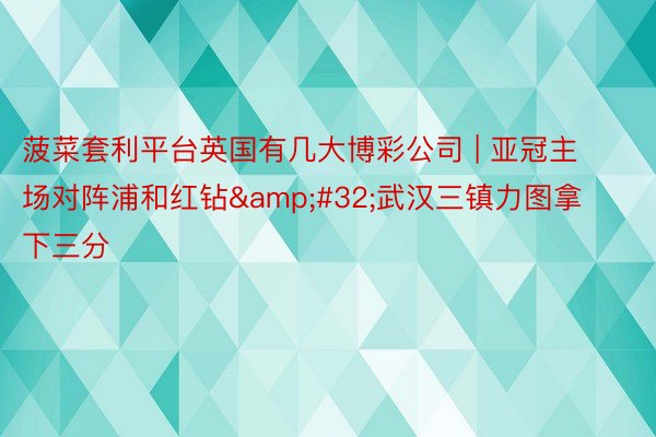 菠菜套利平台英国有几大博彩公司 | 亚冠主场对阵浦和红钻&#32;武汉三镇力图拿下三分
