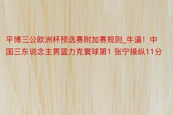 平博三公欧洲杯预选赛附加赛规则_牛逼！中国三东说念主男篮力克寰球第1 张宁操纵11分